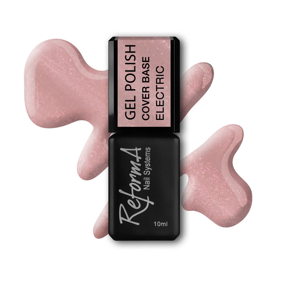 Budująca, błyszcząca, kauczukowa, brokatowa, nude, naturalna, jasna, baza hybrydowa- Electric, 10 ml