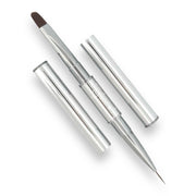 Dwustronny pędzel do zdobień, pędzel do żelu, hybrydy, bazy coverowej i cienkich linii ze skuwką, pędzel 2w1 (Oval 10 / Liner 11 mm)