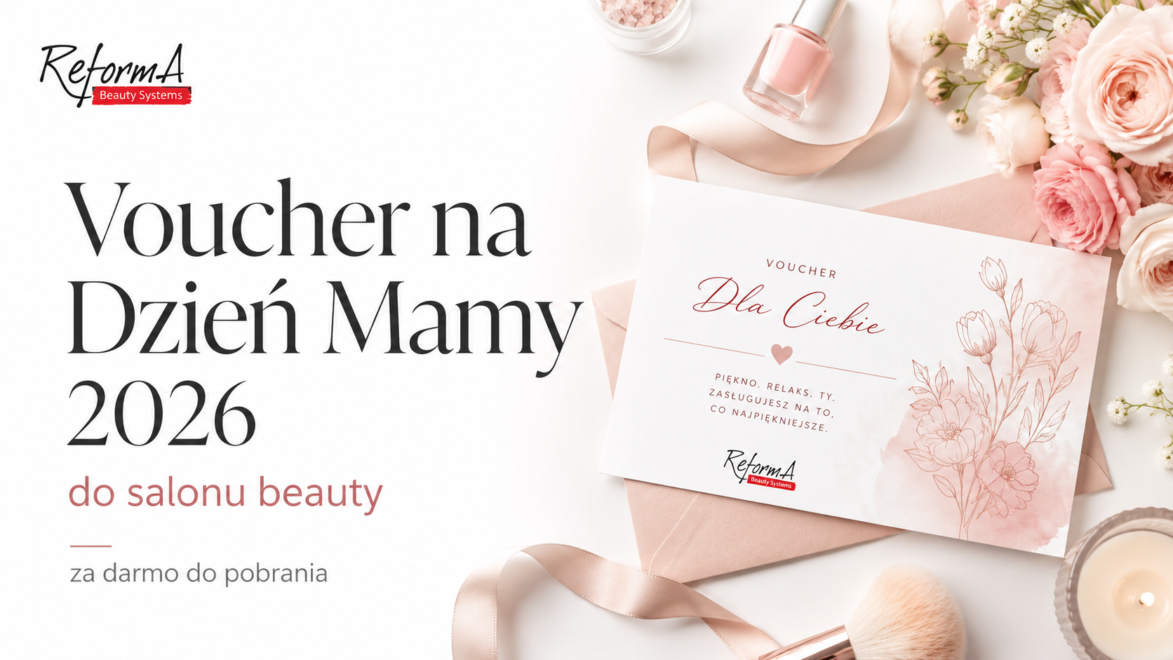 Voucher na Dzień Mamy 2026 do salonu beauty - za darmo do pobrania projekt z ReformA
