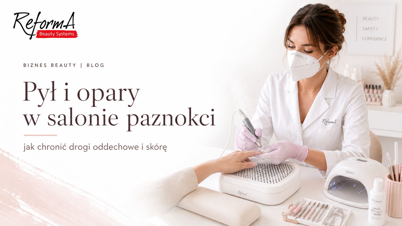 Pył i opary w salonie paznokci, jak chronić drogi oddechowe i skórę. Poradnik manicurzystki.