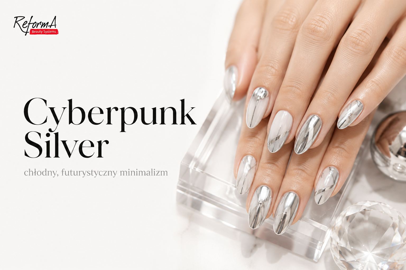 Cyberpunk Silver Nails 2026, futurystyczny minimalizm krok po kroku