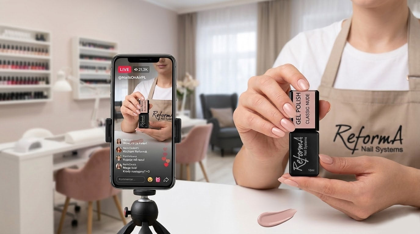 Transmisje LIVE z salonu manicure na TikToku - czy streamowanie piłowania i malowania faktycznie przyciąga lokalne klientki?