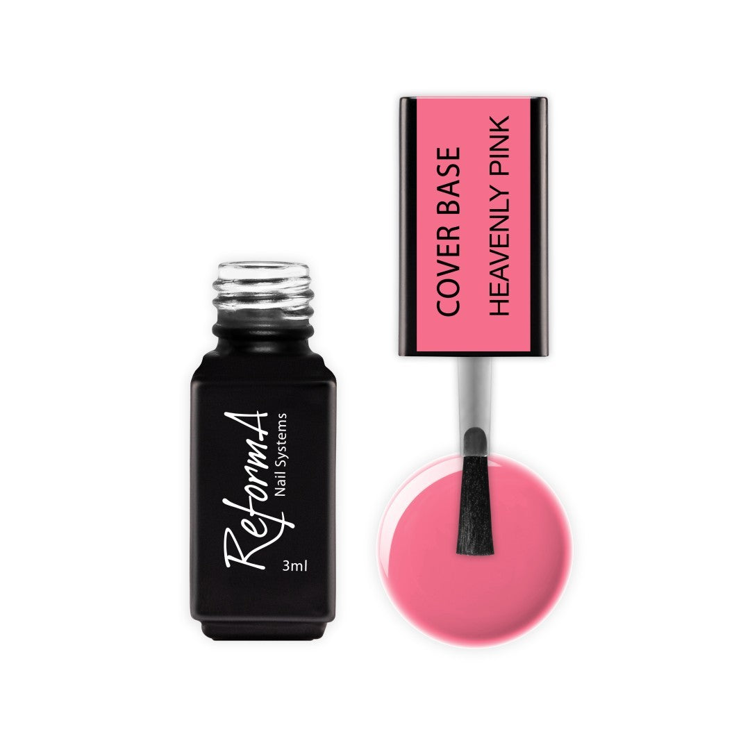Budująca, kauczukowa, coverowa, trwała, ciemno różowa baza hybrydowa - Heavenly Pink, 3 ml
