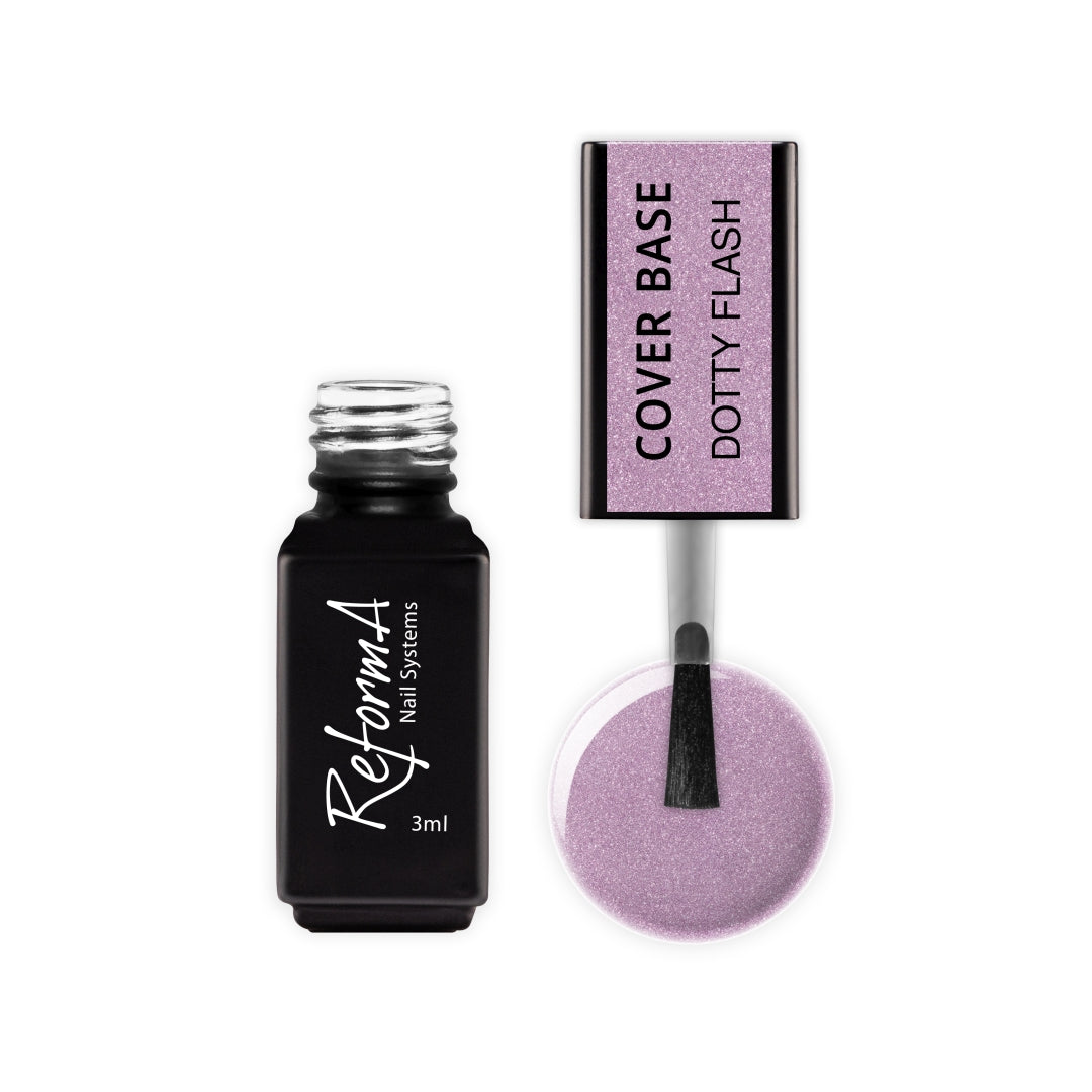 Różowa, brokatowa, budująca baza hybrydowa flash - Dotty Flash, 3 ml