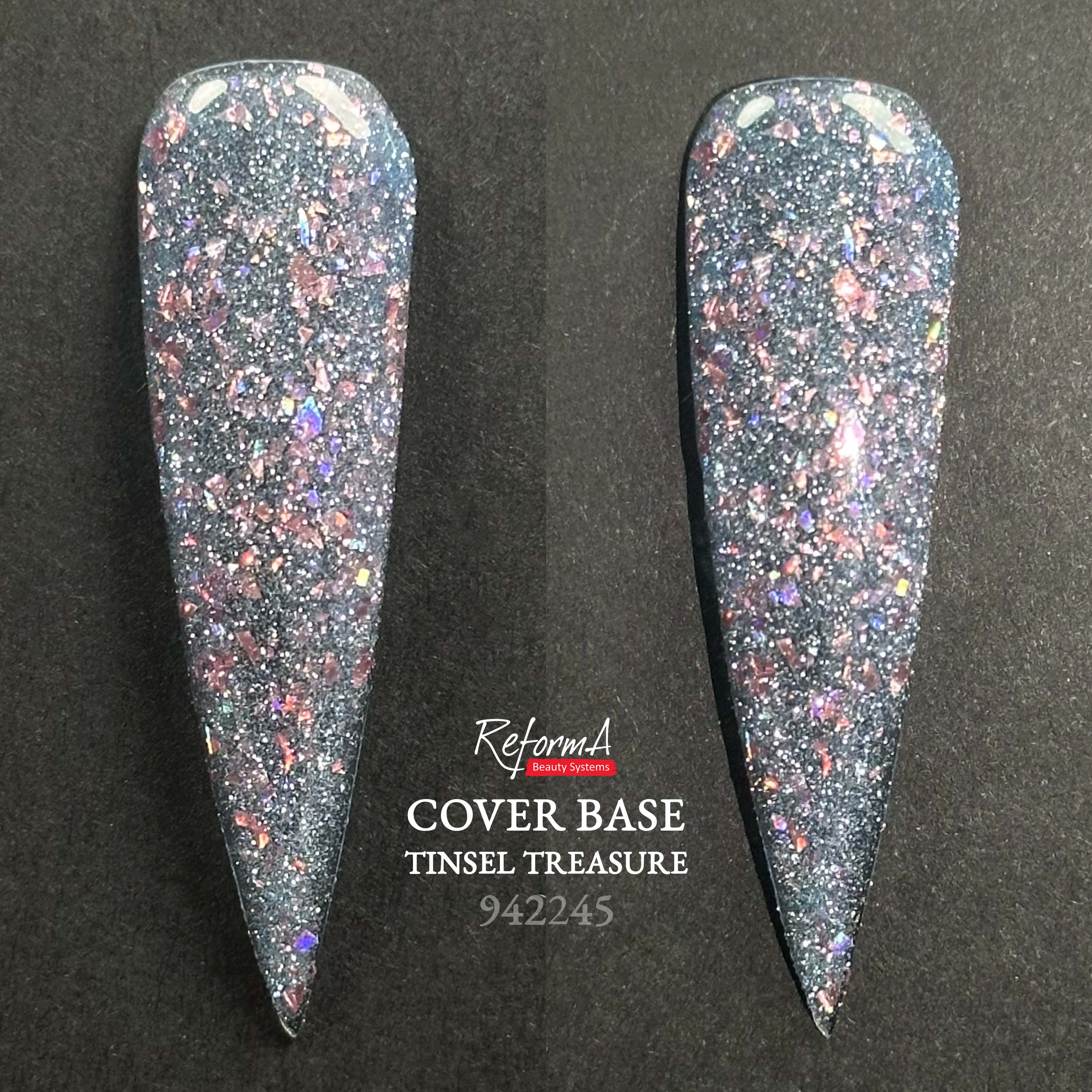 Flashowa, błyszcząca, budująca, popielata, mysia, szara baza hybrydowa z folią i brokatem - Tinsel Treasure, 10 ml