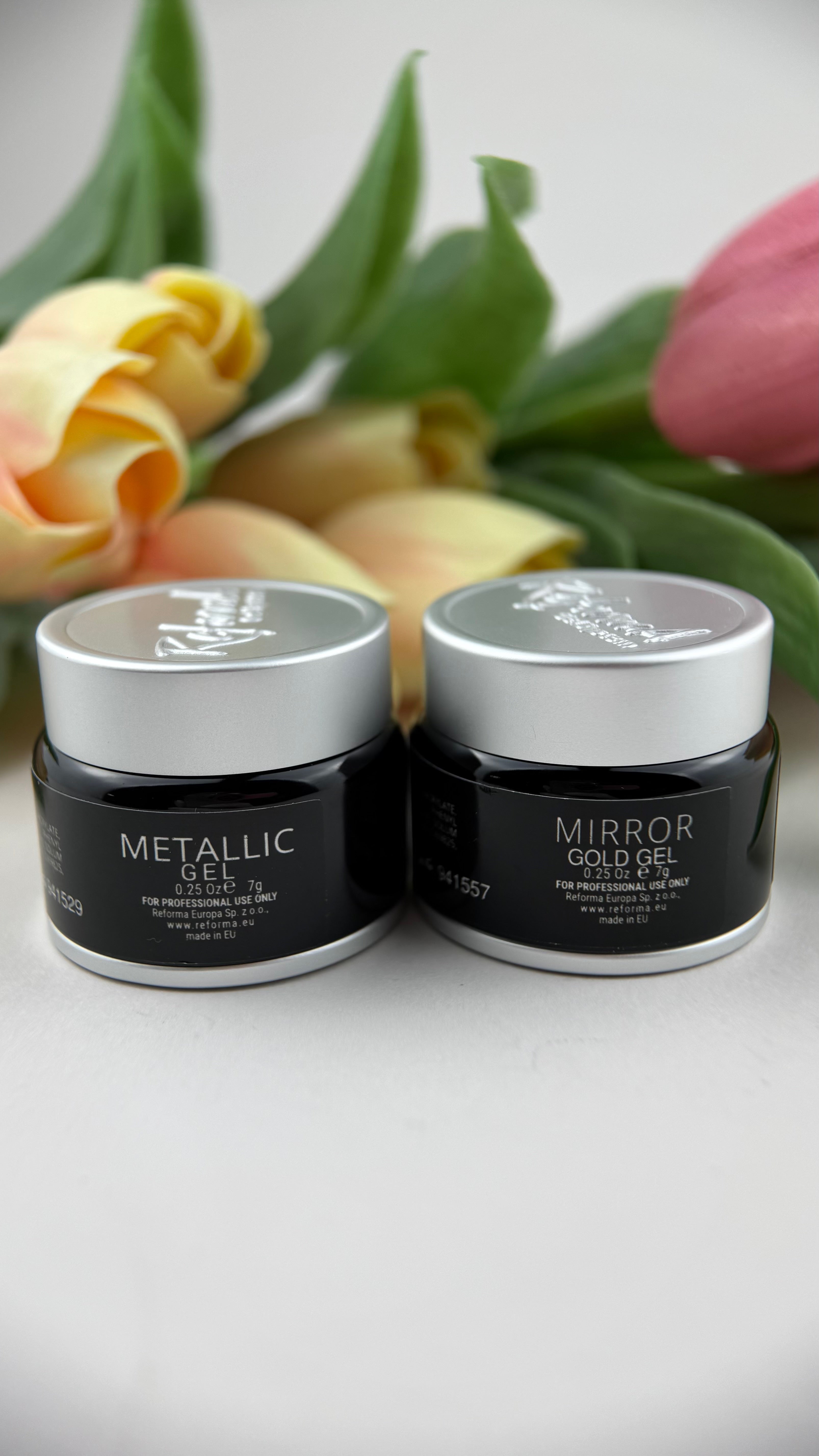 Metallic Gel, srebrny, lustrzany żel do paznokci, 7 g