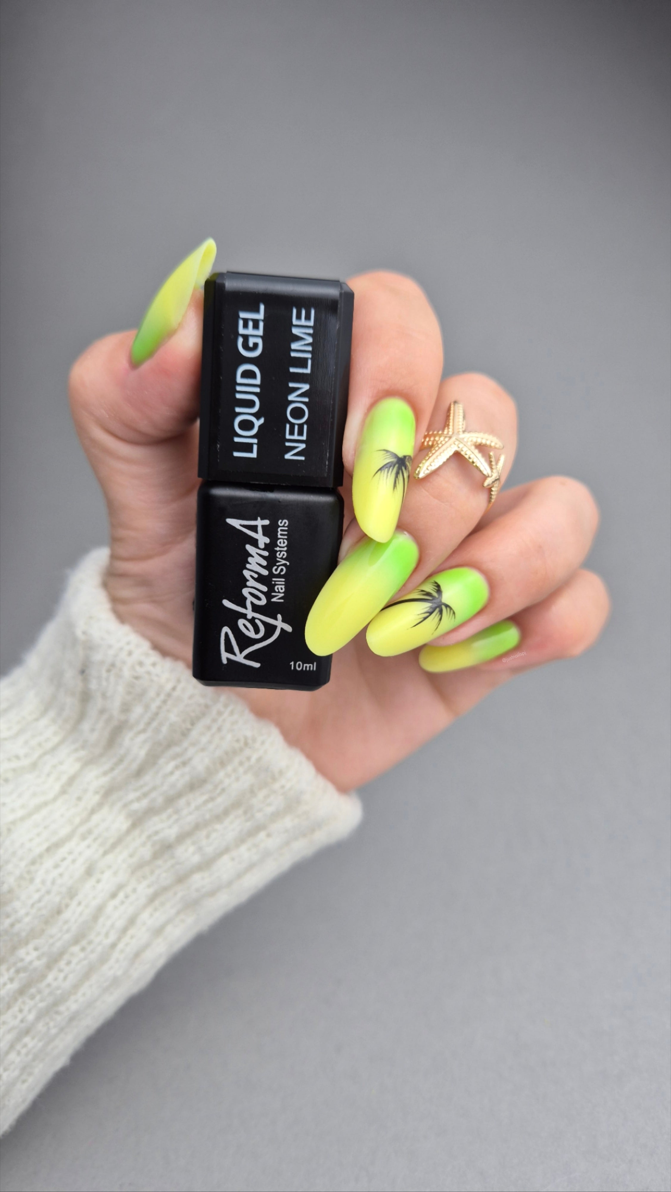 Żel w pędzelku, do szybkiego uzupełniania, zielony, neonowy, jaskrawy, kolorowy żel w butelce Liquid Gel - Neon Lime, 10 ml
