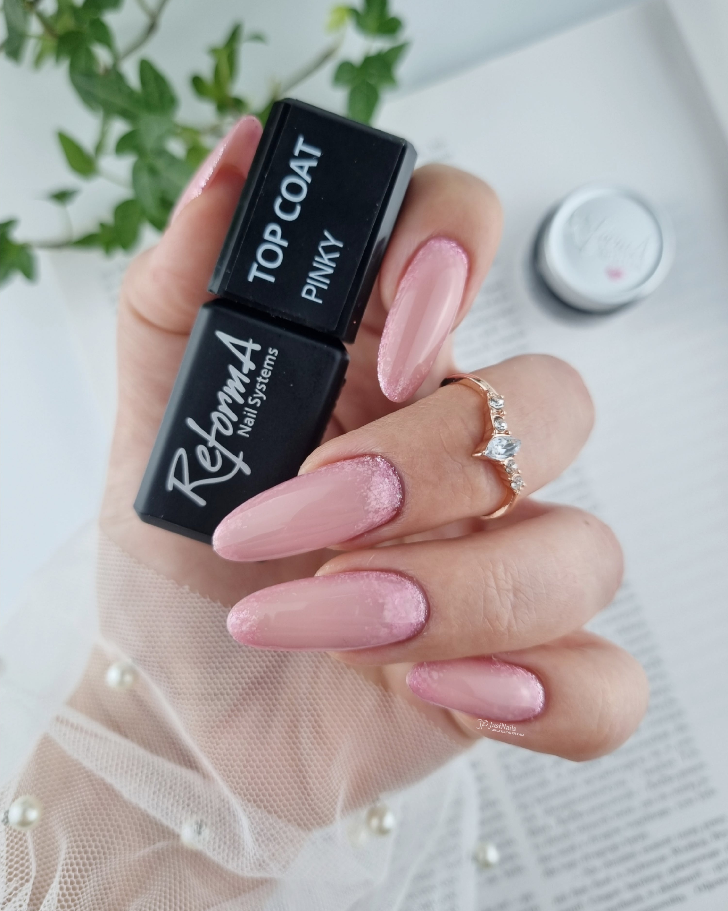 Beżoworóżowy, naturalny, delikatny top no wipe do french i baby bummer- Pinky, 10 ml
